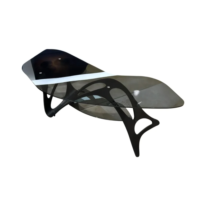 tavolino arabesco zanotta legno rovere nero cristallo fumè in sconto