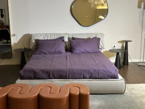 letto casablanca baxter pelle reverse fog bianco in sconto