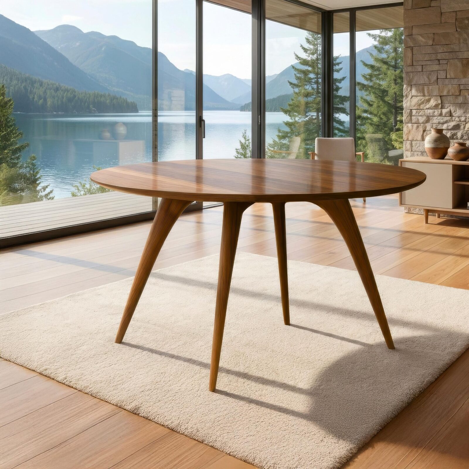 imgi 2 1 TMLW08 LUNA WALNUT Solid Walnut Dining Table Soft Curved Wooden Legs master