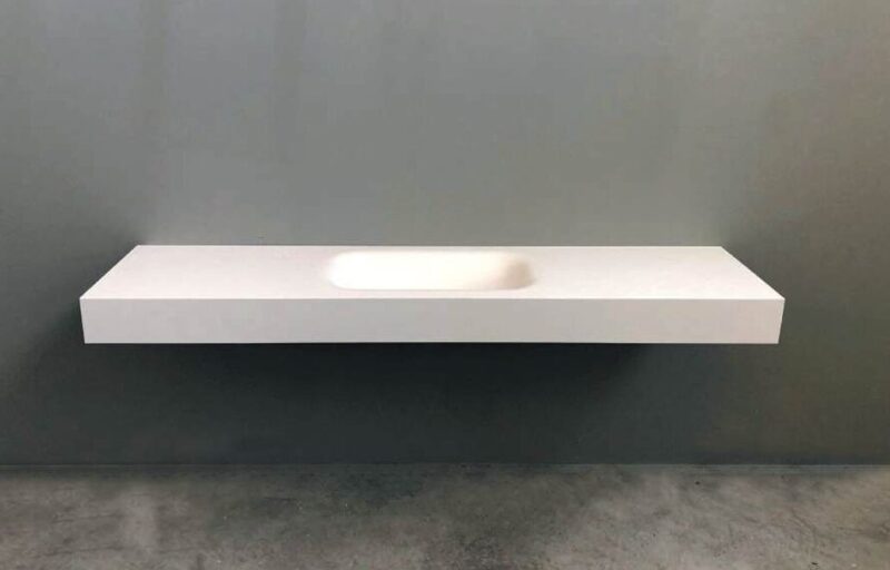 Top con lavabo Corian Glacier White